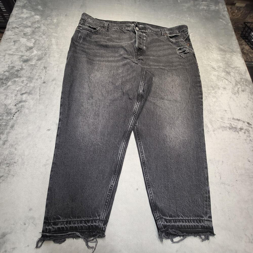 Old Navy Jeans Womens 20 Gray High Rise Slouchy Taper Distressed Crop Fringe